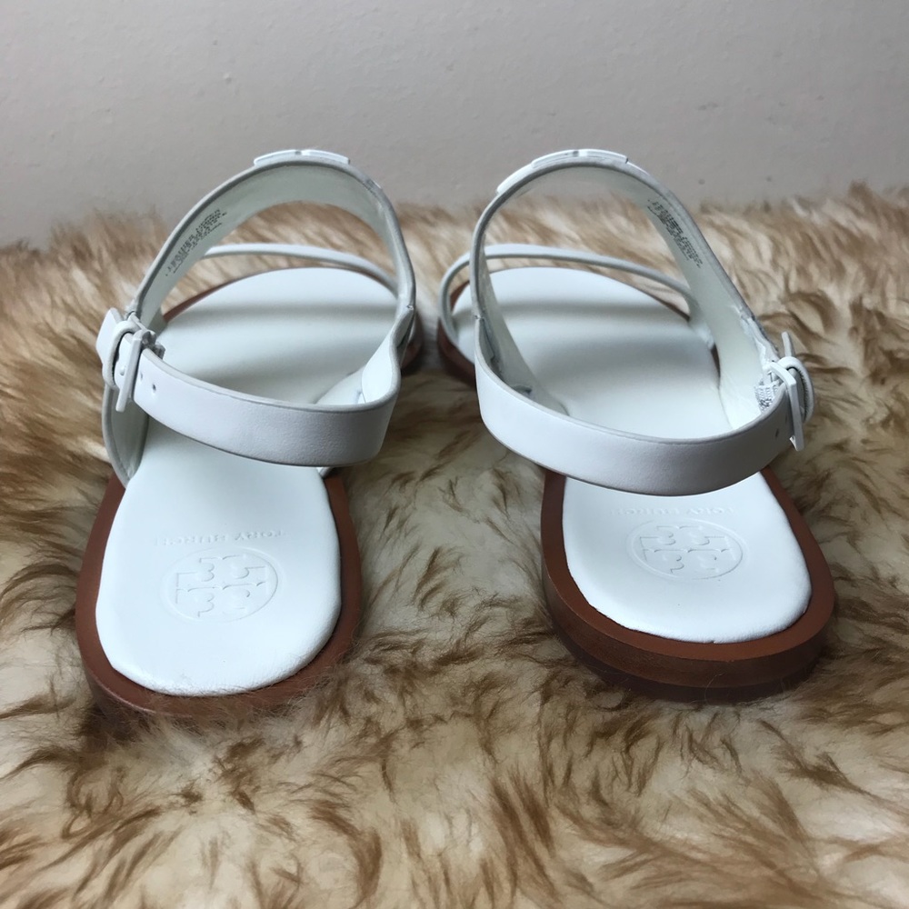 Tory Burch Melinda Powder Coated Sandal White Logo - Picture 3 of 8